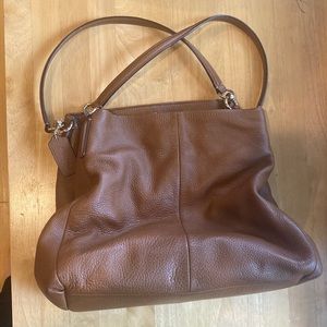 Brown Pebbled Leather Coach Hobo Bag